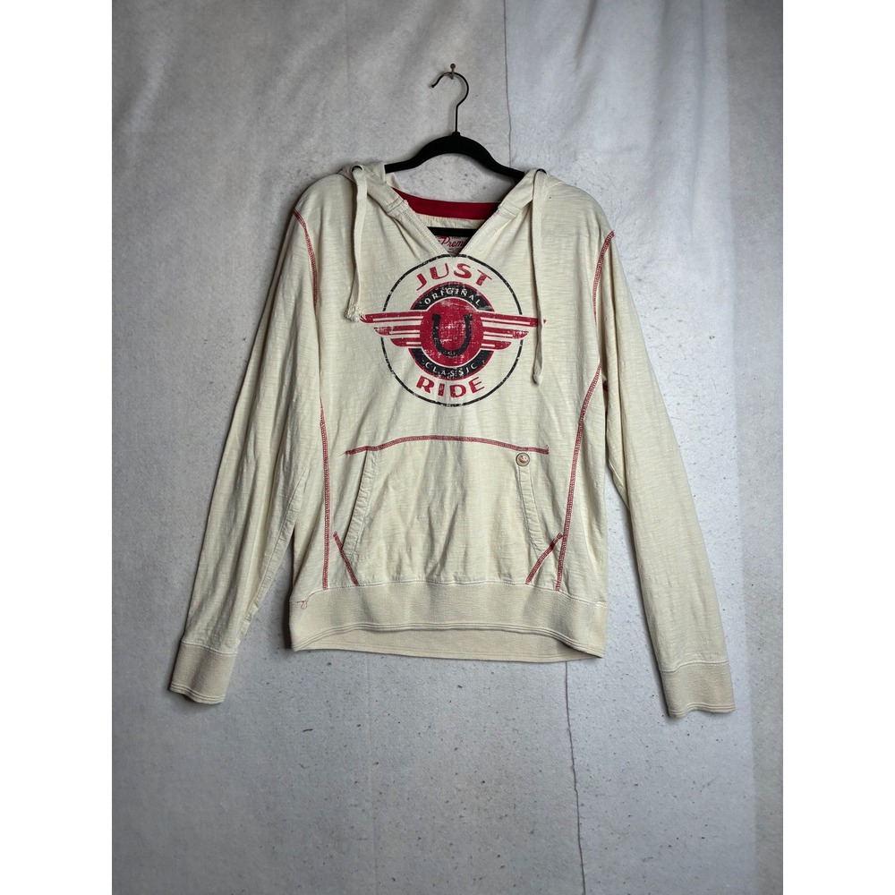 Premium 51 Red Thread Series Mens Cream Graphic Hoodie Motorcycle R652A L